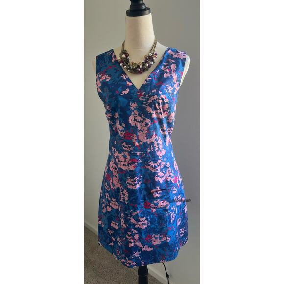 Armani Exchange Multicolor Art Sleeveless V-Neck Lined Stretch MIDI Dress Sz 14 - Picture 1 of 10